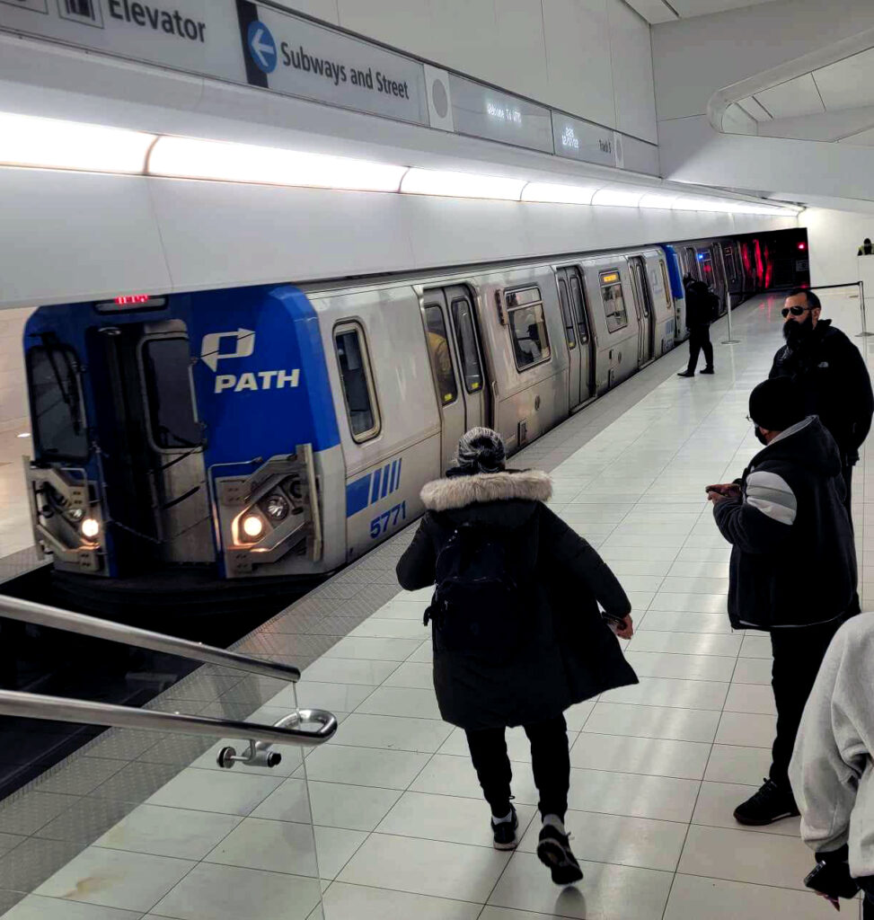 This PATH station is inside the Oculus, a massive transit center in Lower Manhattan that looks like the year 2060. It’s mad futuristic! You can use your NYC Subway card to pay for a PATH ride.