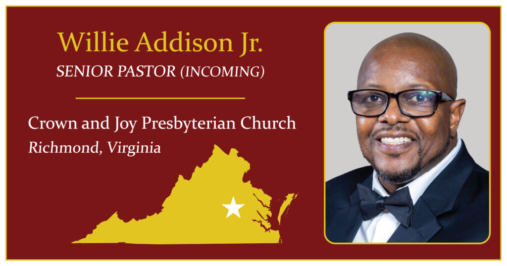 Willie Addison Jr., a Christian pastor with nearly 30 years of ministerial experience, has been named the new senior pastor at Crown and Joy Presbyterian Church in Richmond, Virginia.