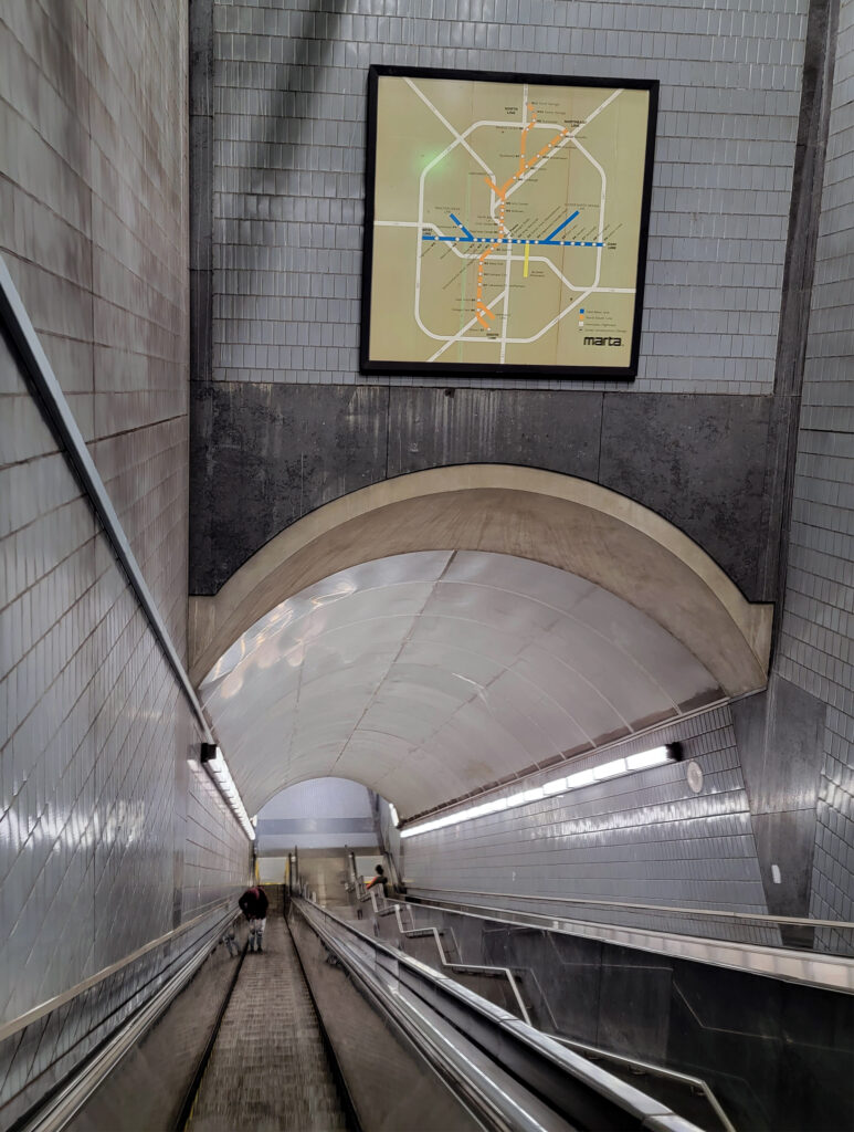 This was my view from the escalator at a MARTA station in downtown Atlanta. I find it fascinating how deep into the ground subway stations go. Think about all the engineering and construction considerations that are involved.